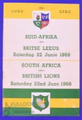 1968 British and I Lions Rugby Programme v S Africa, 2nd Test: v the Springboks, at Port