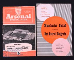 1957/58 Last match in England before the disaster Arsenal v Manchester Utd at Highbury 1st