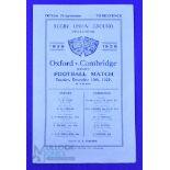 1929 Varsity Match Rugby Programme: Oxford win, strong fold, otherwise G, standard 4pp blue issue