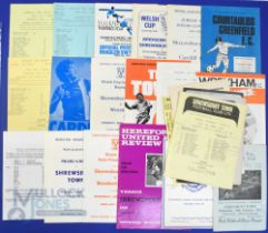 Shrewsbury Town match programmes in the Welsh Cup to include 1973/74 Cardiff City (s/f) (H), Newport