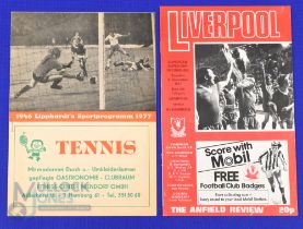 1977 European Super Cup final Hamburg SV v Liverpool 1st leg match programme 22 November 1977