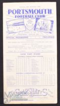 1949/50 Portsmouth (champions) v Bolton Wanderers Div. 1 match programme, fold out type, 24