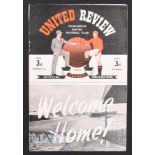 1949/50 Manchester Utd v Bolton Wanderers Div. 1 programme, 'Welcome Home' match for United 1st