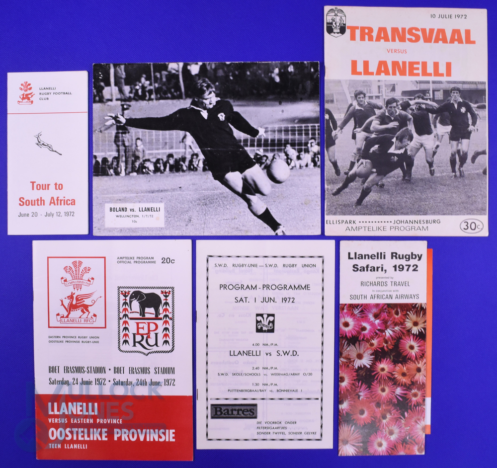 Llanelli Centenary Tour to SA Package 1972 (7): Fine selection from this big trip: progs v Boland, E