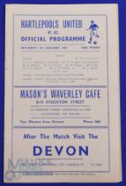 1956/57 FAC 3rd round Hartlepools Utd v Manchester Utd match programme (no. 3756) 4 page issue;