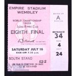 1966 World Cup 1/8 final Match Ticket England v Mexico at Wembley 16 July 1966; fair/good. (1)