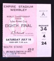 1966 World Cup 1/8 final Match Ticket England v Mexico at Wembley 16 July 1966; fair/good. (1)