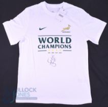 2023 Siya Kolisi Signed Springbok Rugby WC Winners T-Shirt: Mint with Nike tag, M size white