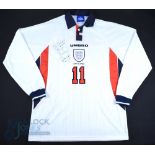 Umbro England Shirt (XL) long sleeves Number 11 signed and dedicated to Oliver God Bless Ian