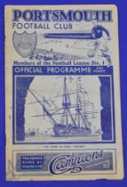 Pre-War 1936/1937 Portsmouth v Bolton Wanderers match programme 28 November 1936 at Fratton Park;