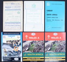 1951-1994 South Africa in Wales Rugby Programmes (6): v Wales 1951, 60, 69 and 94, and Wales 'A' v S