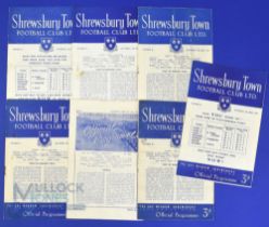 1954/55 Shrewsbury Town Div. 3 (south) home match programmes v QPR, Southend Utd, Aldershot,