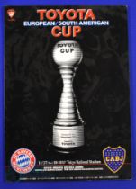2001 European/South American Cup final in Tokyo, Bayern Munich v Boca Juniors match programme; good.