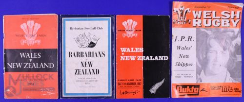 1953-1967 NZ in Wales Rugby Programmes etc (4): A little worn example in Wales' last win v NZ, 1953;