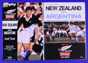 1989 NZ v Argentina Rugby Programmes (2): Large glossy issues for the pair of Tests at Dunedin and