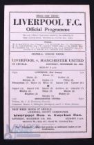 1944/45 Liverpool v Manchester Utd War League North single sheet match programme; good. (1)