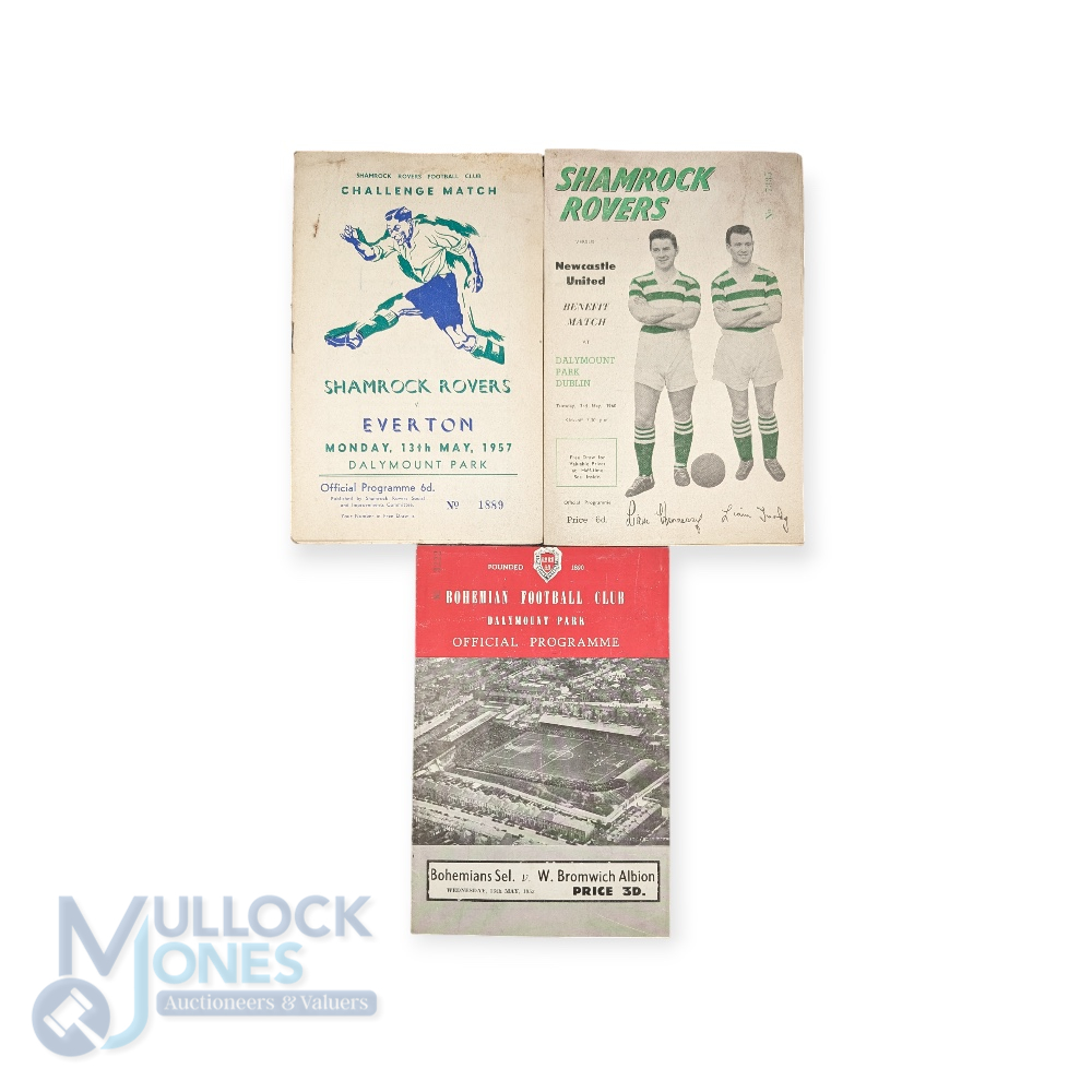 Selection of football programmes to include 1957 Shamrock Rovers v Everton 13 May 1957, 1960