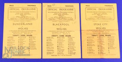 1946/47 Wolverhampton Wanderers home match programmes Div. 1, 4 pagers v Sunderland, Stoke City,