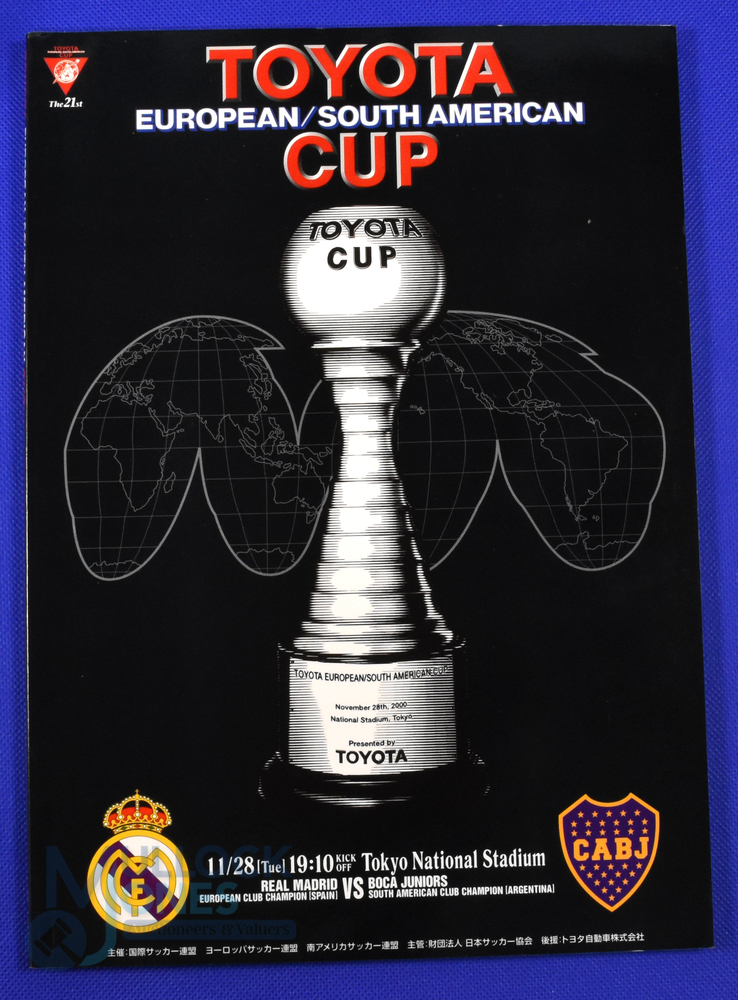 2000 European/South American Cup final in Tokyo, Real Madrid v Boca Juniors match programme;