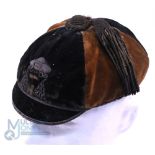 c1900 Christ Church Oxford (?) Velvet Rugby Honours Cap: Oxford maker for this black and brown 6-