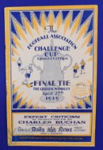 1929 FA Cup Final Bolton Wanderers v Portsmouth match programme 27 April 1929 at Wembley; slight