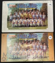 2 Autographed England Team prints taken from Match Magazine both signed by 28 players to include