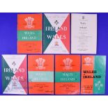 1955-1967 Wales and Ireland Rugby Programmes (7): At Dublin or Cardiff, 1955, 56, 57 (no cover), 58,