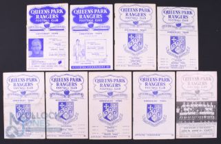 Shrewsbury Town away match programmes v Queens Park Rangers 1952/53 (FAC), 1952/53, 1953/54 (FAC),