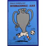 1972 European Cup final Inter Milan v Ajax match programmes in Rotterdam 31 May 1972; good. (1)