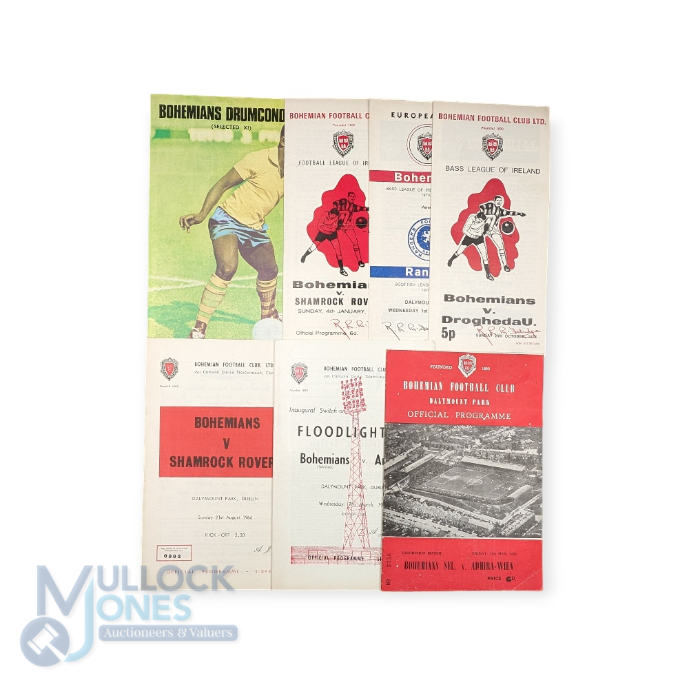 Selection of Bohemian FC home match programmes 1953/54 Admira Vienna (friendly), 1961/62 Arsenal (