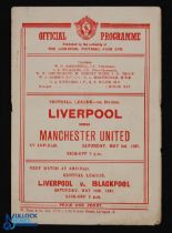 1946/47 Liverpool (champions) v Manchester Utd match programme 3 May 1947 at Anfield; slight