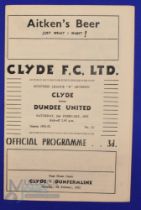 1951/52 Postponed Clyde v Dundee Utd 'B' Division match programme 2 February 1952 at Shawfield, fold