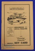 1950/51 Bolton Wanderers away match programme v Middlesbrough 7 April 1951; small score to cover,
