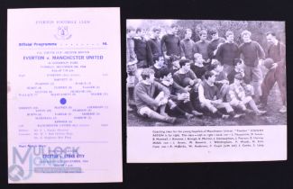 1964/65 Everton v Manchester Utd FAYC 2nd round single sheet match programme 8 December 1964, plus