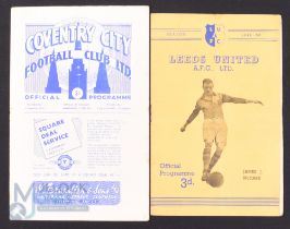 1949/50 Bolton Wanderers away match programmes in the FA Cup v Leeds Utd (28 January 1950), v