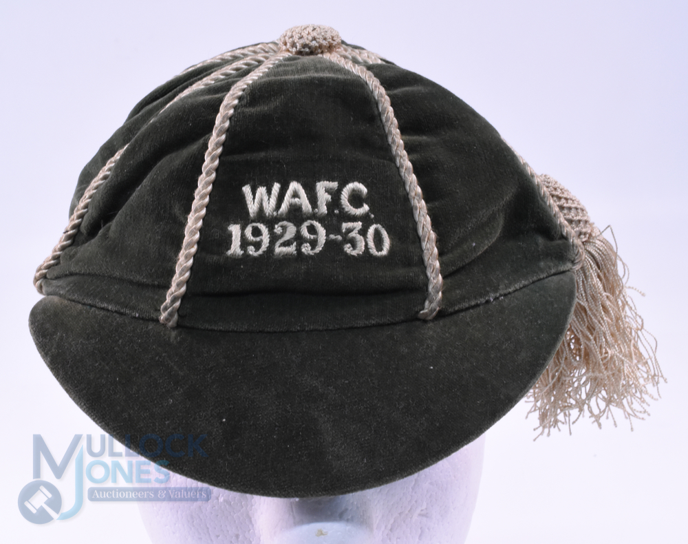 1929-30 Wolverhampton Amateurs (maybe Rugby or Soccer) Velvet Honours Cap: Mid-green 8-panelled - Image 2 of 3