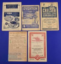 1947/1948 Wolverhampton Wanderers away match programmes v Manchester City, Everton, Aston Villa (