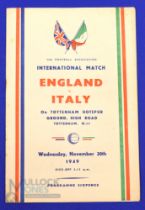 1949 England v Italy international match programme at White Hart Lane 30 November 1949; slight