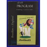 1958 World Cup Brazil v England match programme 11 June 1958 in Gothenburg; fair/good. (1)