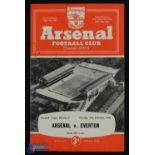 1955/56 Scarce Arsenal v Everton Div. 1 match programme 21 February 1956, 4 page; fair/good, t/w