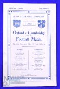 Rare 1913 Varsity Match Rugby Programme: At Queen's Club, the last clash between winners Cambridge