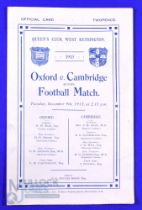 Rare 1913 Varsity Match Rugby Programme: At Queen's Club, the last clash between winners Cambridge