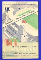 1947 FAC final Charlton Athletic v Burnley match programme 26 April 1947; generally good, no