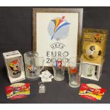 Selection of Euro 2000 Memorabilia to include framed t-shirt, glasses, keyring, miniature