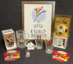 Selection of Euro 2000 Memorabilia to include framed t-shirt, glasses, keyring, miniature