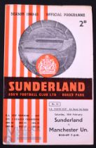 1960/61 Sunderland v Manchester Utd FAYC 2nd replay match programme 18 February 1961, 4 page;