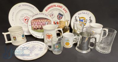 Collection of Football chinaware - plate, mug, glasses featuring Port Vale FC, Coventry City, York