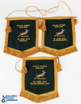 Rare 2012 S Africa v England Rugby Pennants Collection (3): The official heavy Springbok pennants