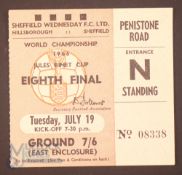 1966 World Cup 1/8 final Match Ticket Argentina v Switzerland 19 July 1966 at Sheffield Wednesday;