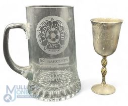 Large Glass Tankard - Leeds Utd Barclay's League Division One Champions 1991/92 25cm high together